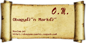 Obagyán Markó névjegykártya